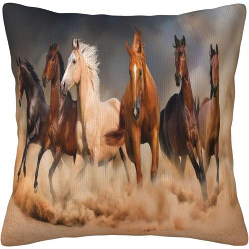 Housse De Coussin Cheval Courant Dans Le Désert, Motif Animal Sauvage, Ciel Dramatique, Housse De Coussin Décorative Pour La Maison, Pour Le Salon, Le Canapé, Le Lit, 45,7 X 45,7 Cm