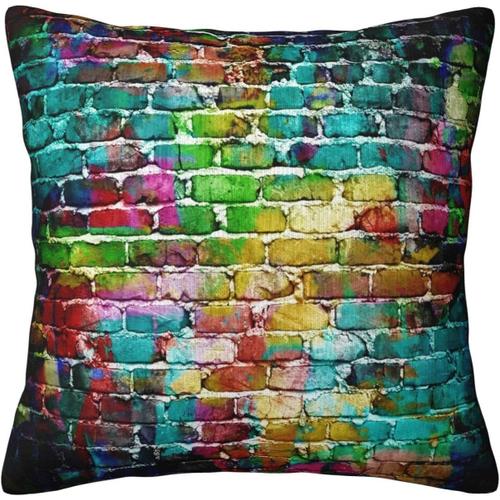 Housse De Coussin Murale Avec Peinture Colorée, Aquarelle Arc-En-Ciel, Housse De Coussin Décorative Pour La Maison, Pour Le Salon, Le Canapé, Le Lit, 45,7 X 45,7 Cm