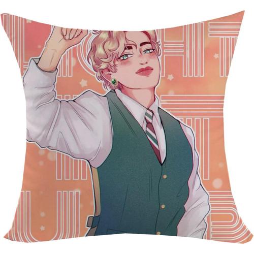 Bts Merchandise Bts Coussin D'impression De Mode De Personnage De Dessin Animé Mignon, Pour Filles, Fils, Enfants, Décoration D'intérieur, Taies D'oreiller Décoratives Pour Canapé Carré Cadeaux Bts (Color : 45 * 45cm)