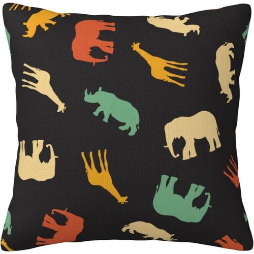 Taie D'oreiller Colorée Avec Motif D'éléphant, Girafe, Silhouettes Abstraites D'animaux Africains, Housse De Coussin Décorative Pour La Maison, Pour Le Salon, Le Canapé, Le Lit, 45,7 X 45,7 Cm