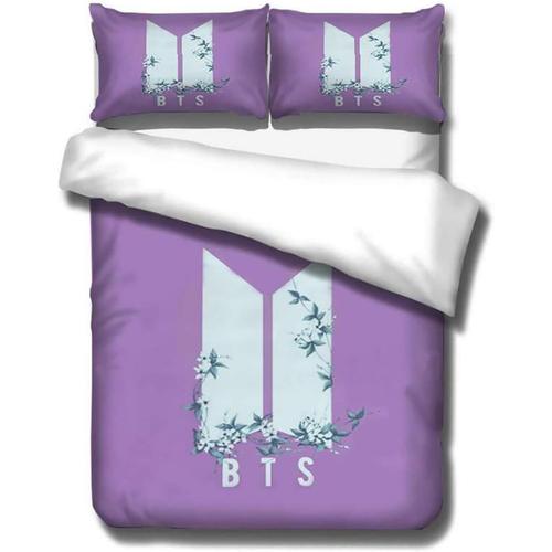 Bts Ensemble De Housse De Couette Ensemble De Literie Imprimé Garçon Coréen 3d Kpop, Housse De Couette En Microfibre Taille Double 200x200cm Avec Fermeture À Glissière + 2 Taies D'oreiller 50x75 Cm (Color : G)