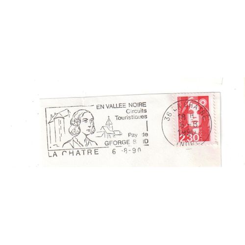 Timbre Marianne (2.30, Oblitéré) Sur Coin D'enveloppe, George Dand - La Chatre, 1990