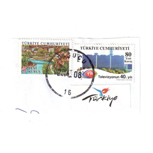 2 Timbres Oblitérés De Turquie Sur Coin D'enveloppe