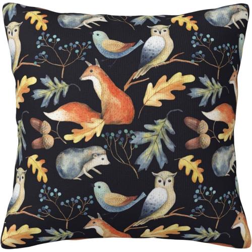 Housse De Coussin Décorative En Forme De Hibou, Renard, Oiseau, Hérisson, Feuilles, Aquarelle, Branches D'automne, Animaux, Housse De Coussin Pour La Maison, Le Canapé, Le Lit, La Décoration De Canapé, 45,7 X 45,7 Cm