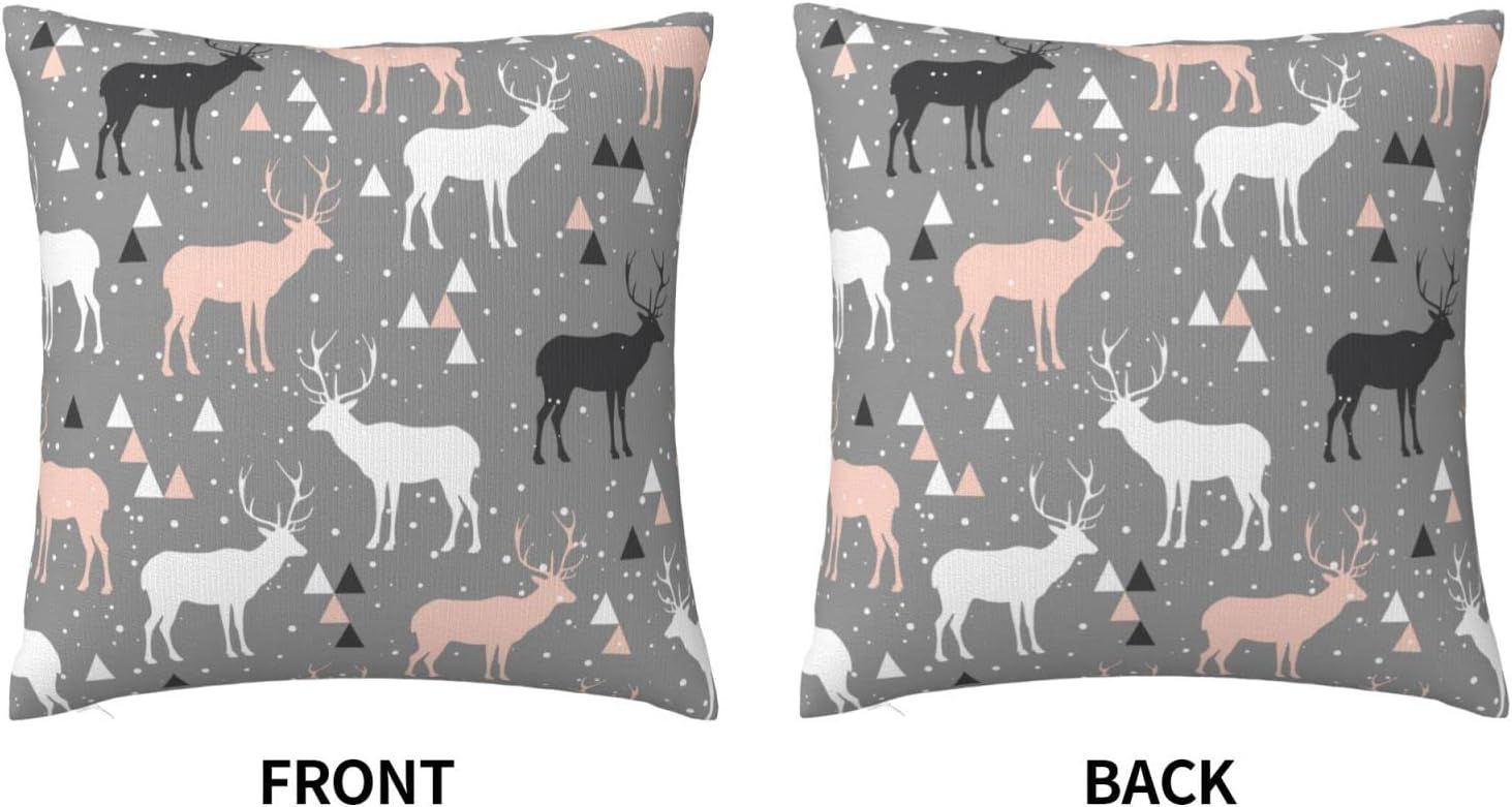 Belle Taie D'oreiller Multicolore Avec Silhouettes De Cerf Sika, Design De Style Simple Et Moderne, Housse De Coussin Décorative Pour La Maison, Pour Le Salon, Le Canapé, Le Lit, 45 X 45 Cm