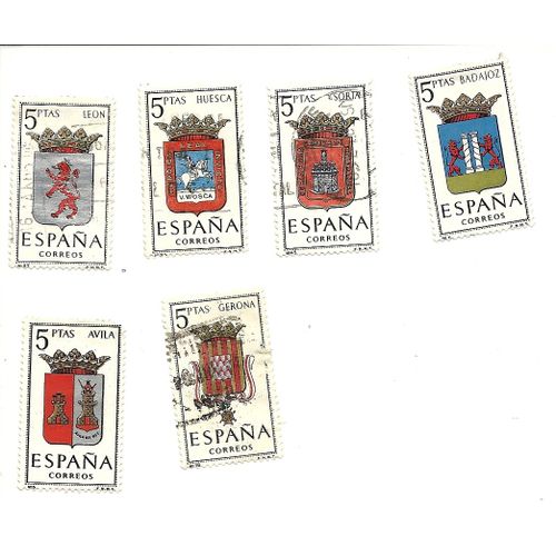 6 Timbres Armoiries Des Provinces D'espagne