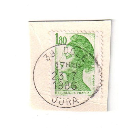 Timbre Oblitéré Sur Coin D'enveloppe : Marianne 1.80. 1986