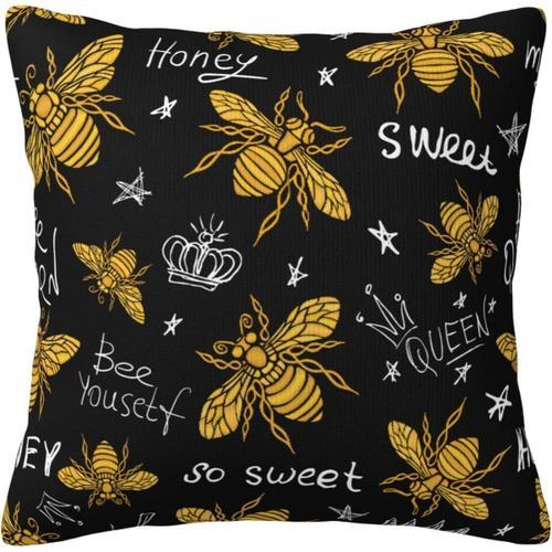 Housse De Coussin En Forme D'abeille Dorée, Taie D'oreiller Sans Couture, Motif D'insecte De Dessin Animé, Décoration De La Maison Pour Le Salon, Le Canapé, Le Lit, 45 X 45 Cm