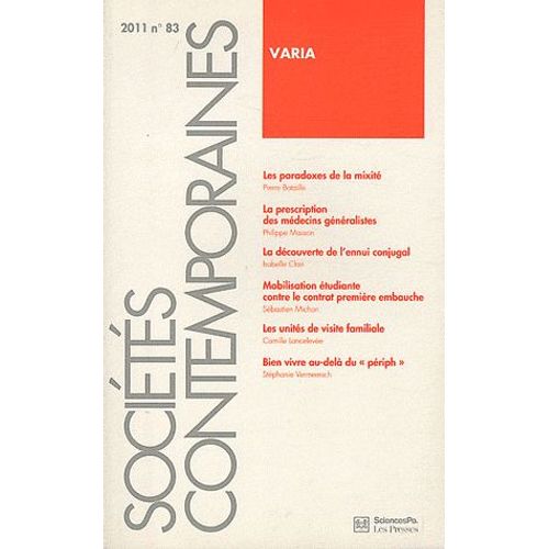 Sociétés Contemporaines N° 83, 2011 - Varia