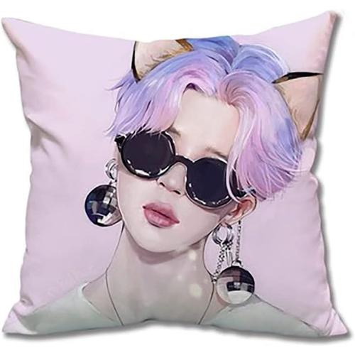 Bts Merchandise Kpop Bts Fashion Creative Double Face Photos Coussin, Coussin De Canapé Carré Doux En Peluche Courte, Parfait Pour La Maison, La Voiture, Le Bureau, La Décoration De Voyage (Lavable) Cadeaux Bts