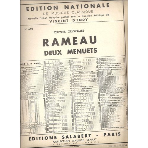 Deux Menuets Oeuvres Originales Rameau