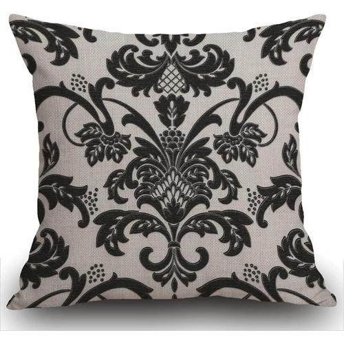 Housse De Coussin À Motif Floral Noir Et Blanc, Taie D'oreiller, Design Floral, Décoration De Canapé Pour La Maison, Carrée 18x18, Double Face 45x45cm