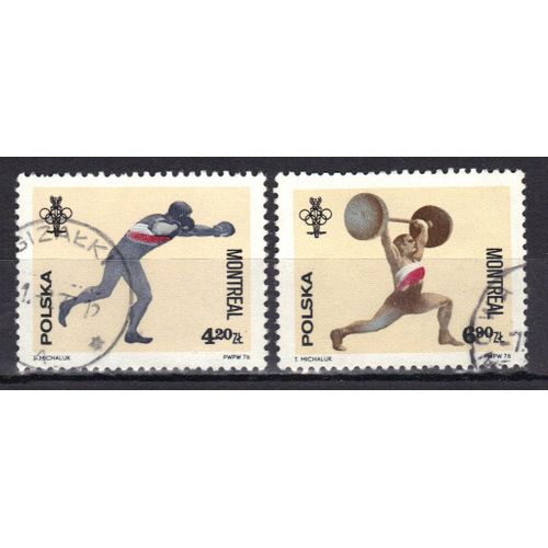 Pologne 1976 : Jeux Olympiques De Montréal : Boxe / Haltérophilie - Série De 2 Timbres Oblitérés