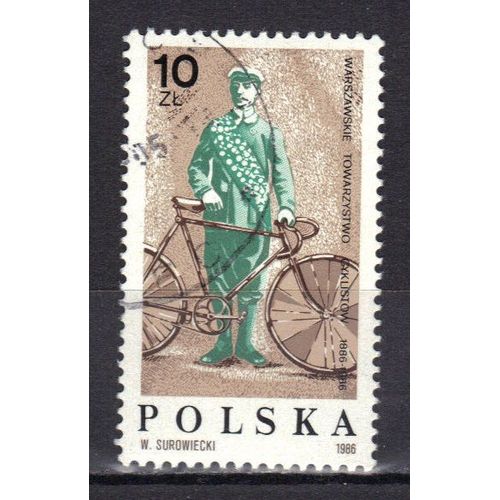 Pologne 1986 : Centenaire De La Société Cycliste De Varsovie : Portrait De M.Baranski - Timbre Oblitéré