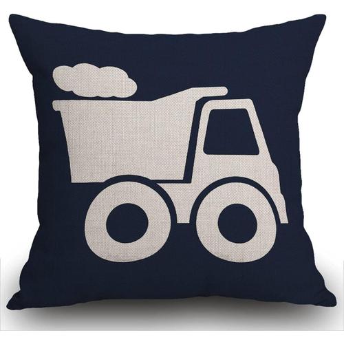 Housse De Coussin Pour Chambre D'enfant, Camion À Benne Basculante En Bleu Marine, Taie D'oreiller Décorative, Décoration D'intérieur, Carrée, 18 X 18 Pouces, Taie D'oreiller 45 X 45 Cm