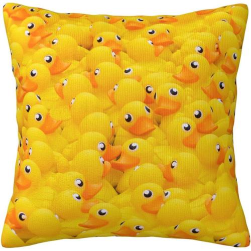 Housse De Coussin En Forme De Canard Jaune - Canard Flottant Dans La Piscine - Décoration D'intérieur Pour Le Salon, Le Canapé, Le Lit - 45,7 X 45,7 Cm