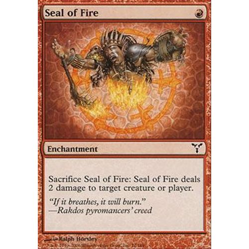 Sceau De Feu ( Seal Of Fire ) - Magic Mtg - Discorde Vf Mint 71 - C