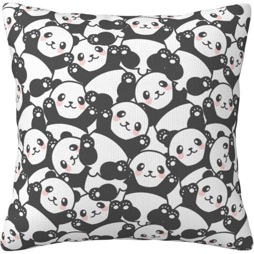 Housse De Coussin Décorative En Forme De Panda Mignon, Taie D'oreiller De Dessin Animé Happy Panda, Pour La Maison, Le Canapé, Le Lit, Le Canapé, 45,7 X 45,7 Cm