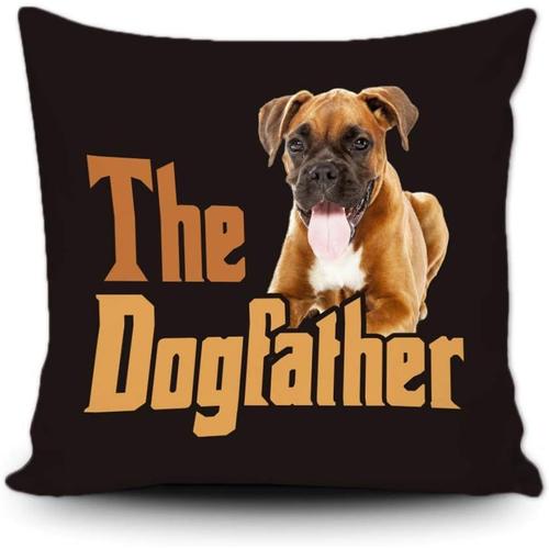 Taie D'oreiller Père Chien Boxer Allemand Chiot Dogdecor Housse De Coussin Carrée Pour Canapé Canapé, 16 X 16 Pouces, Double Face