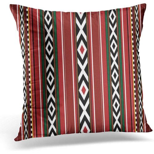 Housse De Coussin Motif Rouge Détaillé Traditionnel Sadu Émirats Arabes Unis Qatar Bédouin Heritage 45 X 45 Cm/18 X 18 Pouces Décoration D'intérieur Housse De Coussin Taie D'oreiller Carrée Pour Lit Canapé