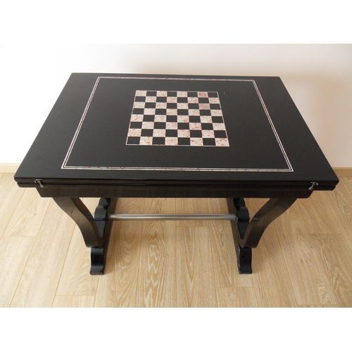 Table De Jeu, Laquée Noir, Plateau Pliable