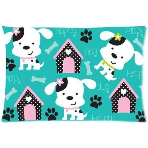 Taie D'oreiller Souple Rectangulaire Personnalisée, Motif Chien Heureux Avec Patte, Taille Standard 16x24