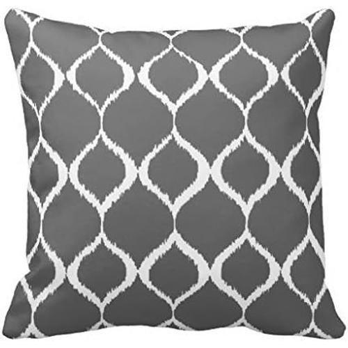 Housse De Coussin En Coton Et Lin Doux, Taie D'oreiller, Gris Anthracite, Motif Imprimé Tribal Ikat Géométrique, Taie D'oreiller, Décoration D'intérieur, 16, 18, 20 Pouces