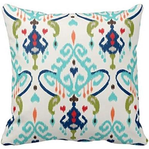 Housse De Coussin En Coton Et Lin Doux, Taie D'oreiller, Chic, Moderne, Sarcelle, Bleu Marine, Motif Tribal Ikat, Taie D'oreiller, Décoration D'intérieur, 16, 18, 20 Pouces