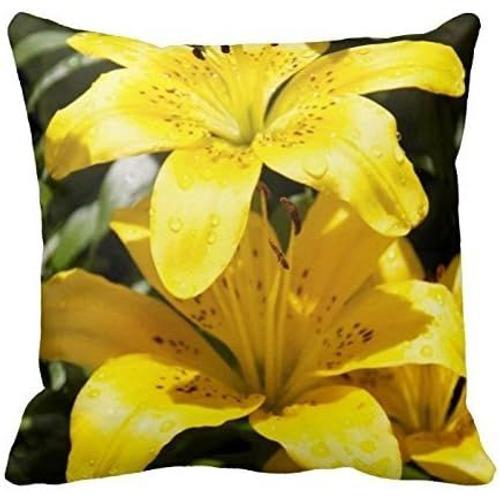 Taie D'oreiller À Fermeture Éclair Jaune Tiger Lily, Housse De Coussin Décorative Pour La Maison, Carrée 18x18 Pouces (Deux Côtés)