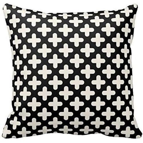 Taie D'oreiller Décorative En Treillis Noir Et Blanc, Housse À Motif De Treillis Géométrique Pour Canapé Deux Côtés 16x16 Pouces