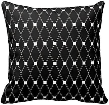 Taie D'oreiller Décorative En Treillis Noir Et Blanc, Housse À Motif De Treillis Géométrique Pour Canapé Deux Côtés 16x16 Pouces