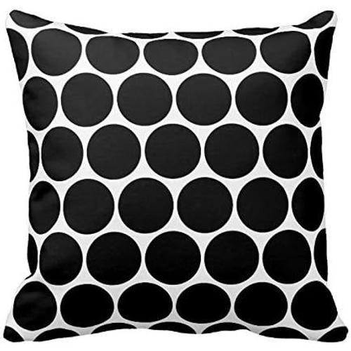 Poppy-Baby Housse De Coussin Carrée Décorative À Pois Noirs Et Blancs Pour Canapé De Maison 45,7 X 45,7 Cm, Deux Côtés