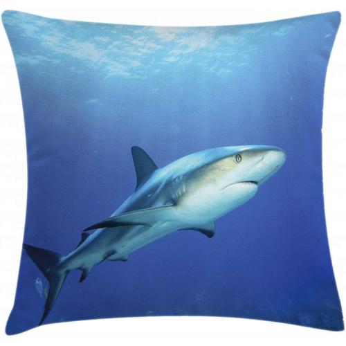 Housse De Coussin Requin, Vie Exotique De Rêve Océan, Lavable Avec Fermeture Éclair, Housse De Coussin Avec Couleurs Claires Inaltérables, Impression Recto-Verso, 45 X 45 Cm, Violet Bleu Gris