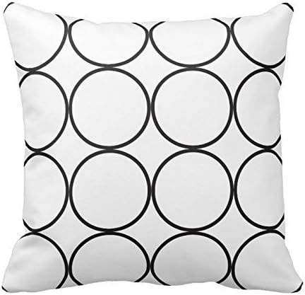 Housse De Coussin Au Design De Cercles Noirs Et Blancs, Taie D'oreiller Carrée Décorative Pour La Maison Et Le Canapé, 18x18 Pouces, Deux Côtés