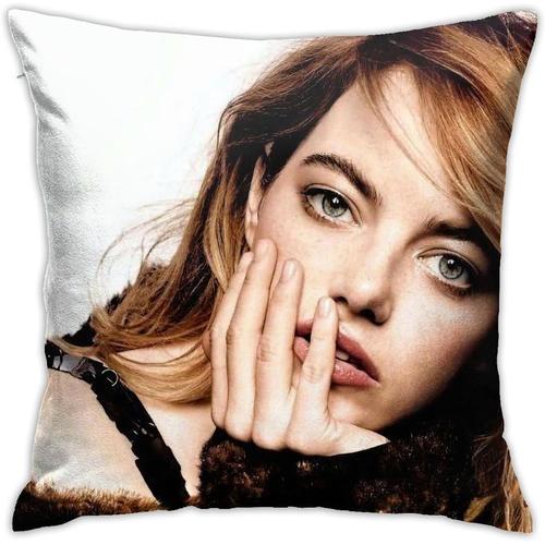 Emma Stone Taie D'oreiller En Peluche Avec Impression Double Face - 45,7 X 45,7 Cm