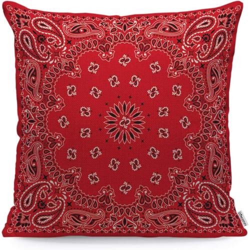 Housse De Coussin À Motif Bandana Orange, Ornements Noirs Et Blancs, Taie D'oreiller Douce Pour Décoration De Chambre/Salon/Canapé/Maison De Ferme ? Housse De Coussin Pour Canapé 45,7 X 45,7 Cm