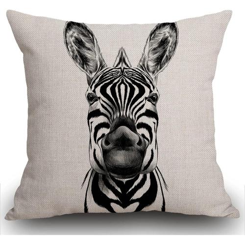 Housse De Coussin Double Face Zèbre, Hippie Carré Animal Sauvage Afrique Herbivore Cheval Tête De Zèbre Housse De Coussin Taie D'oreiller 18 X 18 Pouces Pour La Maison, Le Salon, Le Canapé, Le Jardin, La Voiture