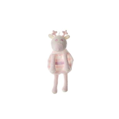 Doudou Renne Cerf Caribou Doumou Rose Blanc Sucre D'orge Plat