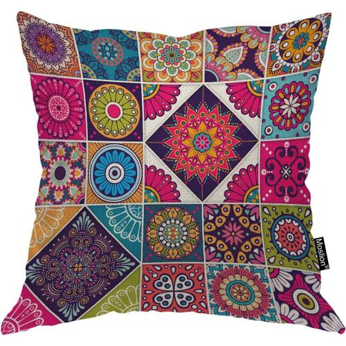 Taie D'oreiller Décorative, Motif À Carreaux Arabes, Carrée, Pour Femmes, Filles, Garçons, Canapé, Chambre À Coucher, Salon, 45,7 X 45,7 Cm, Multicolore