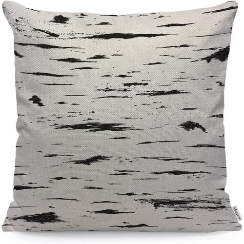 Housse De Coussin En Forme D'écorce, Peinture À Rayures, Arbre Blanc, Bouleau, Rayures Noires, Décoratives, Taie D'oreiller Pour Canapé, 45x45 Cm