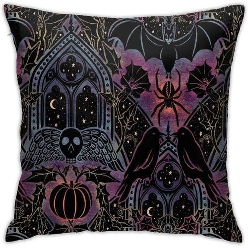 Housse De Coussin Gothique Halloween Céleste Arc-En-Ciel - Housse De Coussin Moderne - Décoration Carrée Pour Canapé, Lit, Chaise, Voiture - 45,7 X 45,7 Cm