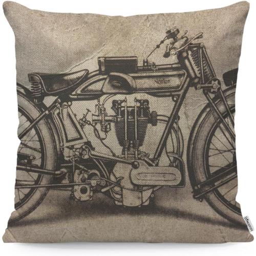 Housse De Coussin De Moto Style Vintage Motif Toile Noire Housses De Coussin Décoratives Pour Canapé, Lit Canapé Taie D'oreiller 45x45 Cm