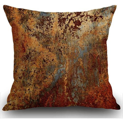 Housse De Coussin Décorative 45,7 X 45,7 Cm, Marron Rouille Coloré En Métal Rouillé, Structure En Fer, Porte Murale, Impression Double Face, Taie D'oreiller 45 X 45 Cm