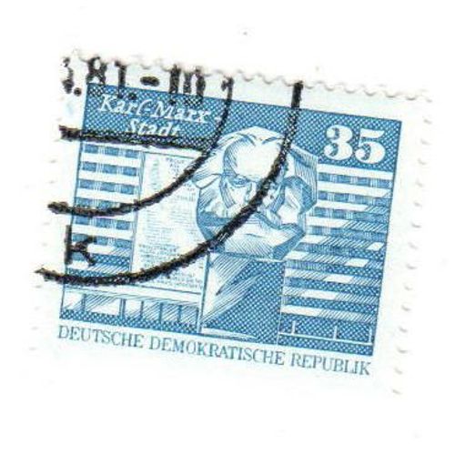 Timbre Oblitéré : Allemagne - D.D.R. : Karl Marx