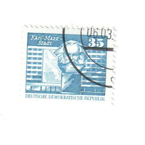 Timbre Oblitéré : Allemagne - D.D.R. : Karl Marx