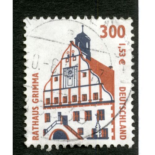 Timbre Oblitéré Deutschland, Rathaus Grimma, 300, 1.53 E