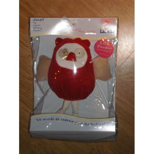 Doudou Chouette Hibou Sucre D'orge Canard Oiseau Bird Rouge Crême Cajou