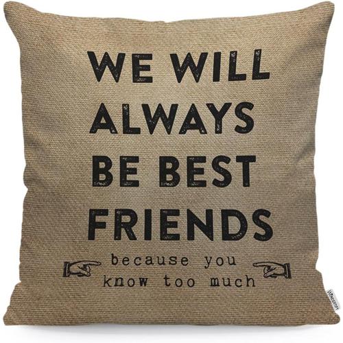 Housse De Coussin Best Friends Forever Avec Inscription « We Will Always Be Best Friends You Know Too Much » - Housse De Coussin Pour Canapé, Décoration D'intérieur - 45 X 45 Cm