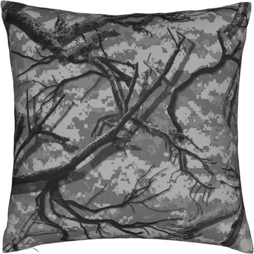 Housse De Coussin Gris Chasse Camouflage Motif Imprimé Double Face En Peluche Taie D'oreiller Carrée 20" X 20" Taie D'oreiller Housses De Coussin Créative Décoration De La Maison H