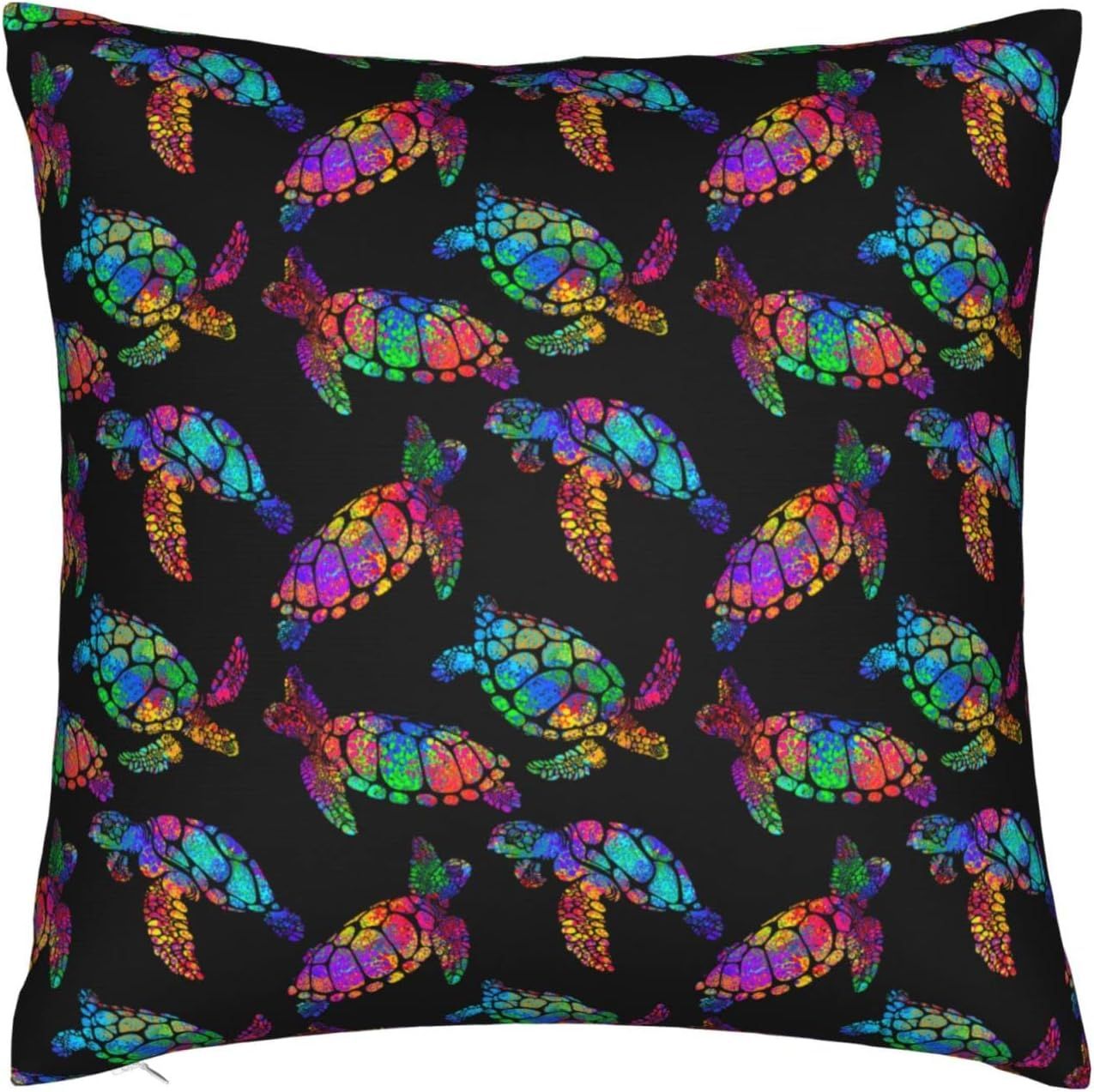 Housse De Coussin Style Bohème Imprimé Tortue De Mer Double Face En Peluche Carrée 50,8 X 50,8 Cm, Housse De Coussin Créative Pour Décoration De La Maison